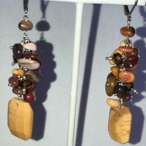 Mookaite Gemstones (46.55 cts) & Crystal in Sterling Silver Earrings